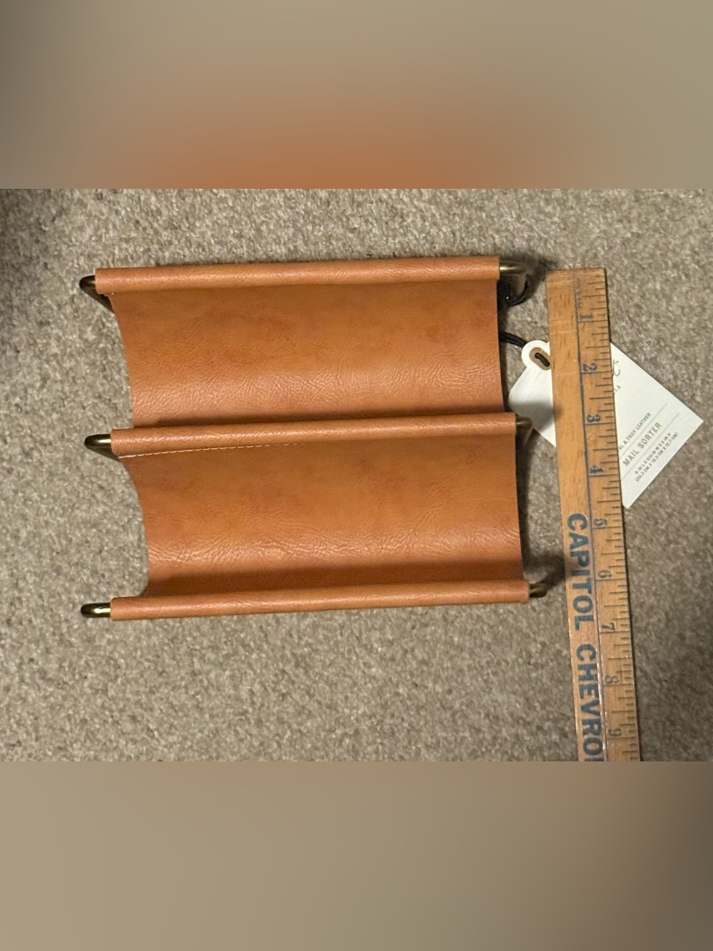 Hearth & Hand Tan Faux Leather Wall Mail & Accessory Holder - Picture 2 of 5